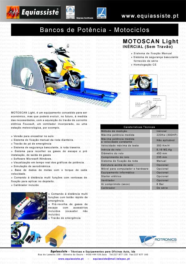 Bancos de potência inerciais para motas e motociclos